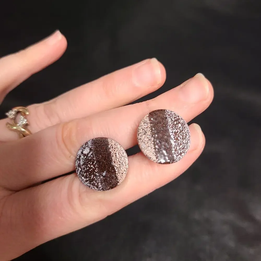 Vintage mid-century striped brown marbled resin cufflinks